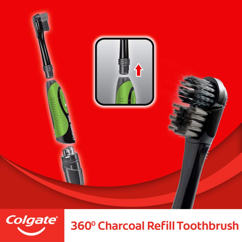 Colgate 360 Charcoal Battery Powered Electric Toothbrush Replacement Brush Head – view 2
