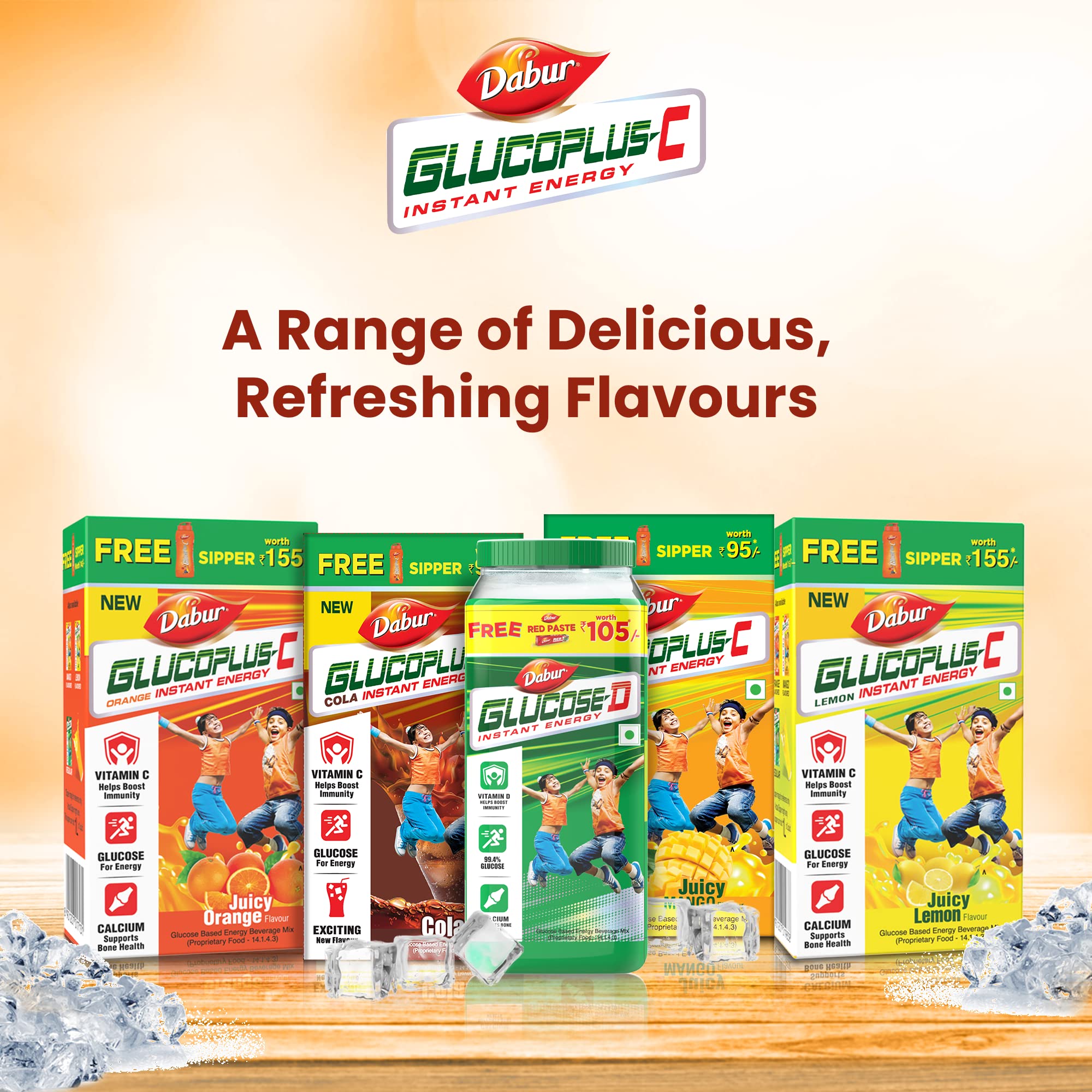 DABUR Glucoplus-C Instant Energy Glucose Orange Flavour-1Kg (With Sipper Free) – view 7