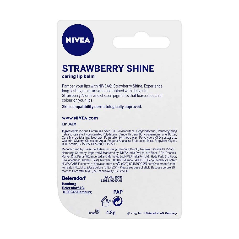 Nivea Strawberry Fruit Shine Lip Care, 4g (Pack of 3) – view 6