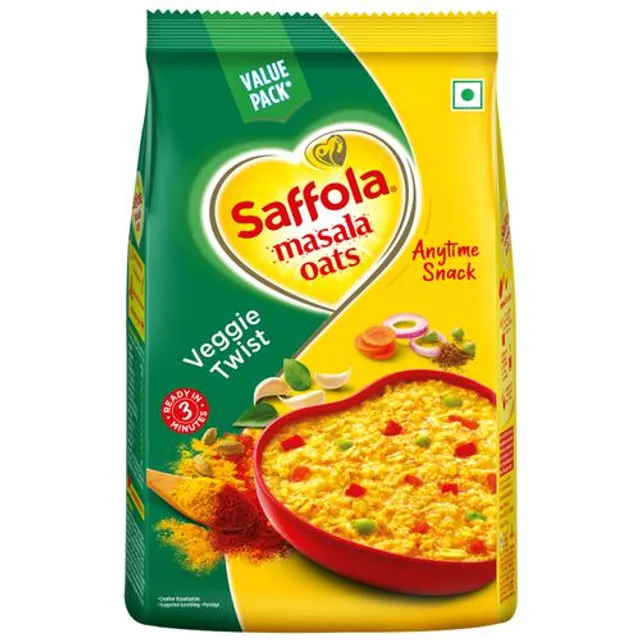Saffola Masala Oats - Tasty Evening Snack, Fibre Rich, Veggie Twist, 1 kg – view 1