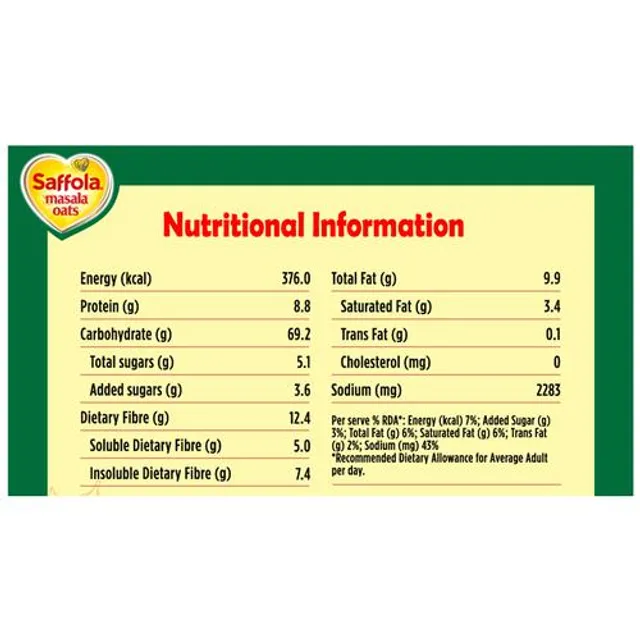 Saffola Masala Oats - Tasty Evening Snack, Fibre Rich, Veggie Twist, 1 kg – view 4