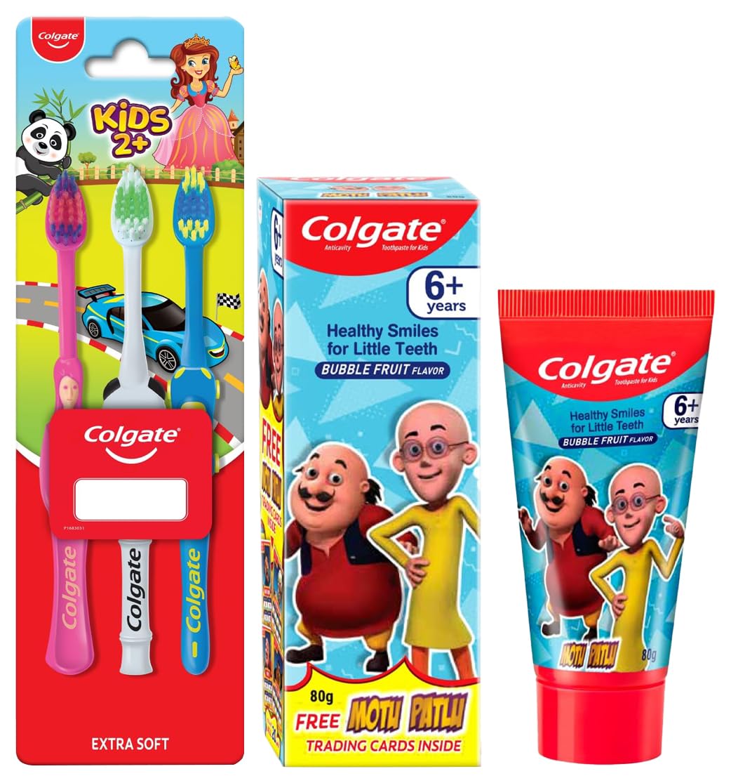 Bubble fruit kids toothpaste with soft toothbrush for small mouths