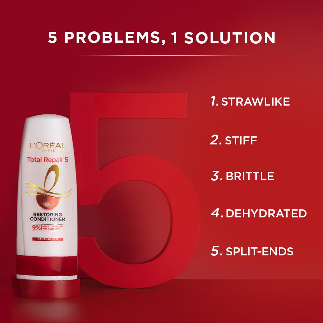 L'Oreal Paris Conditioner, For Damaged and Weak Hair, With Pro-Keratin + Ceramide, Total Repair 5, 180ml – view 4