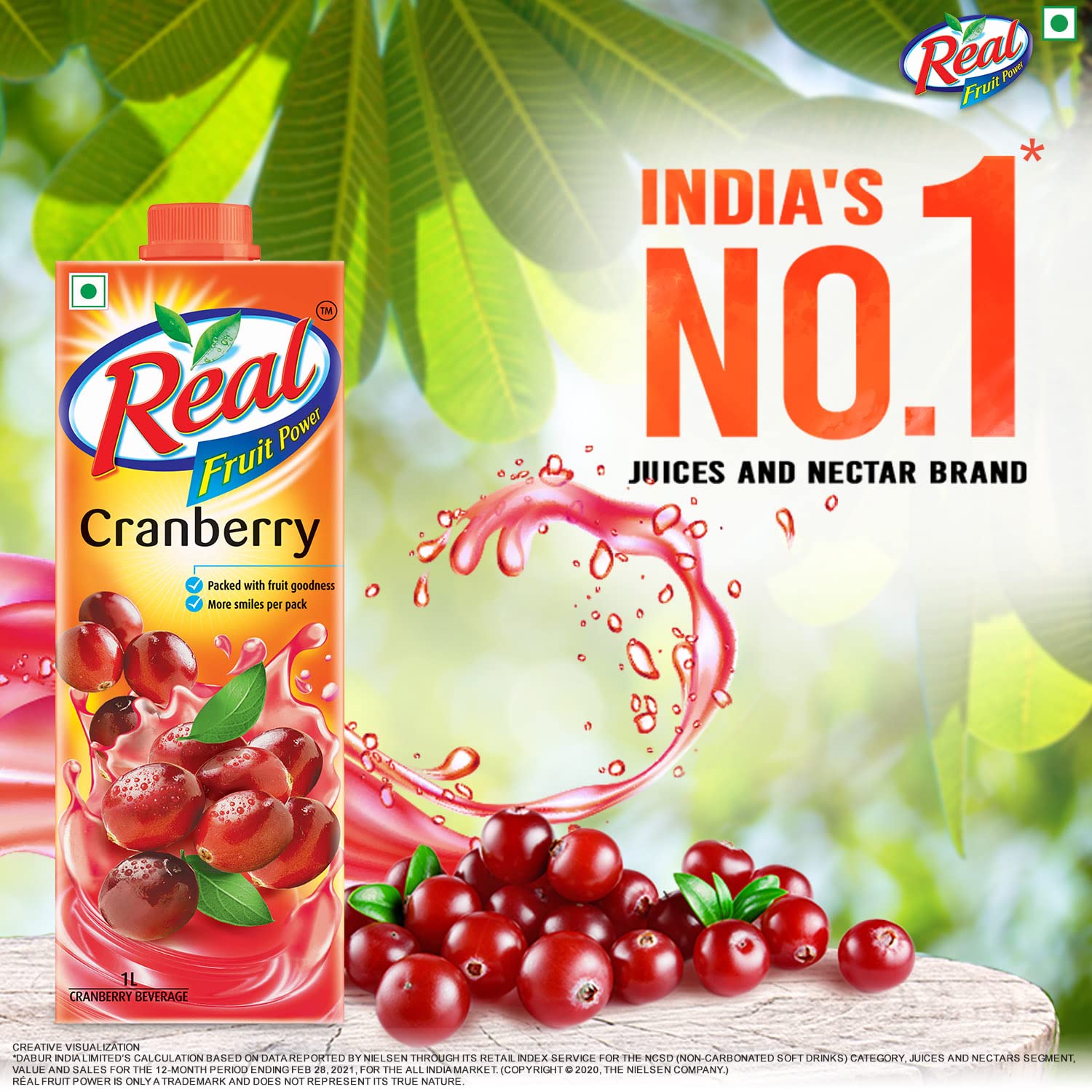 DABUR Real Fruit Power Cranberry, 1L – view 2