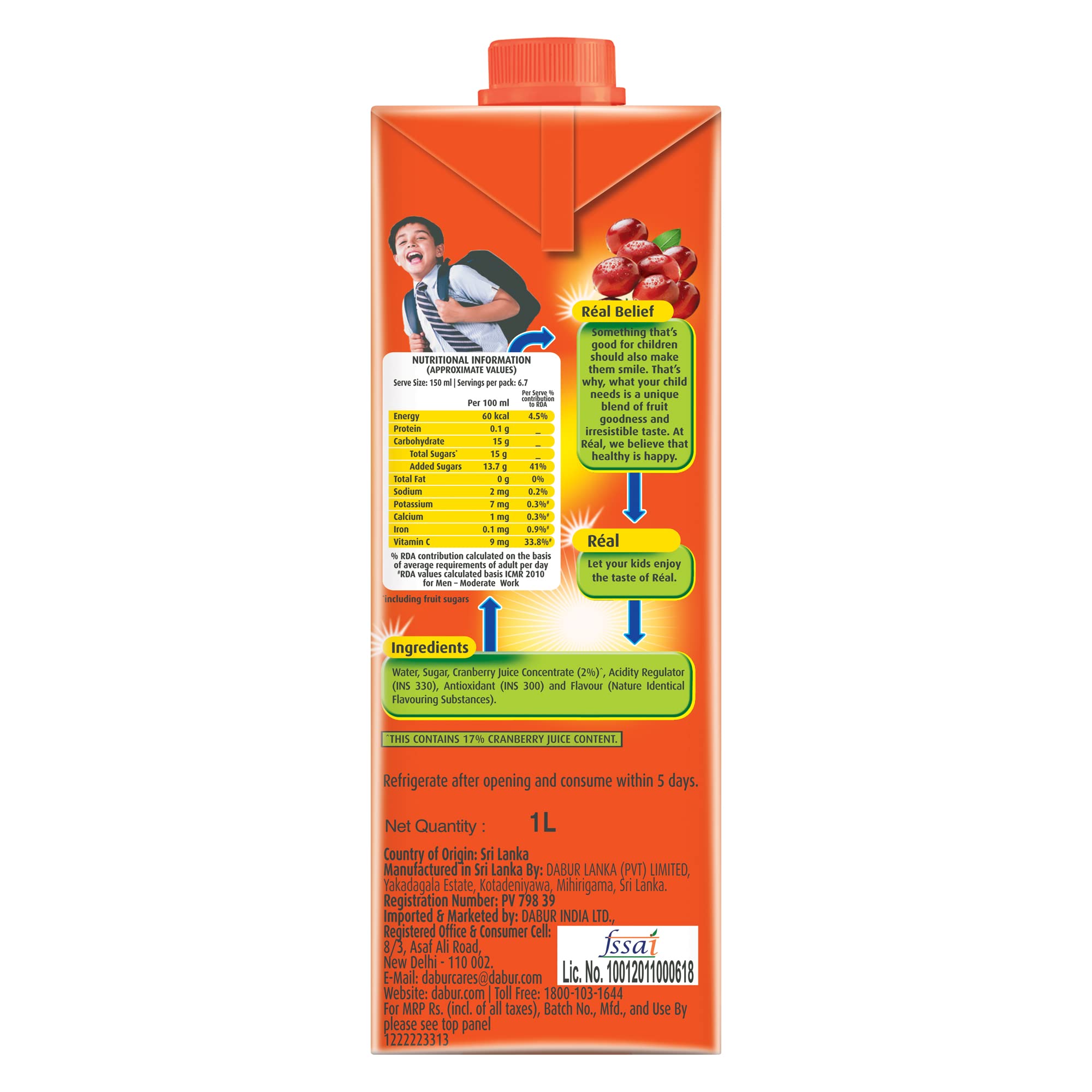 DABUR Real Fruit Power Cranberry, 1L – view 6