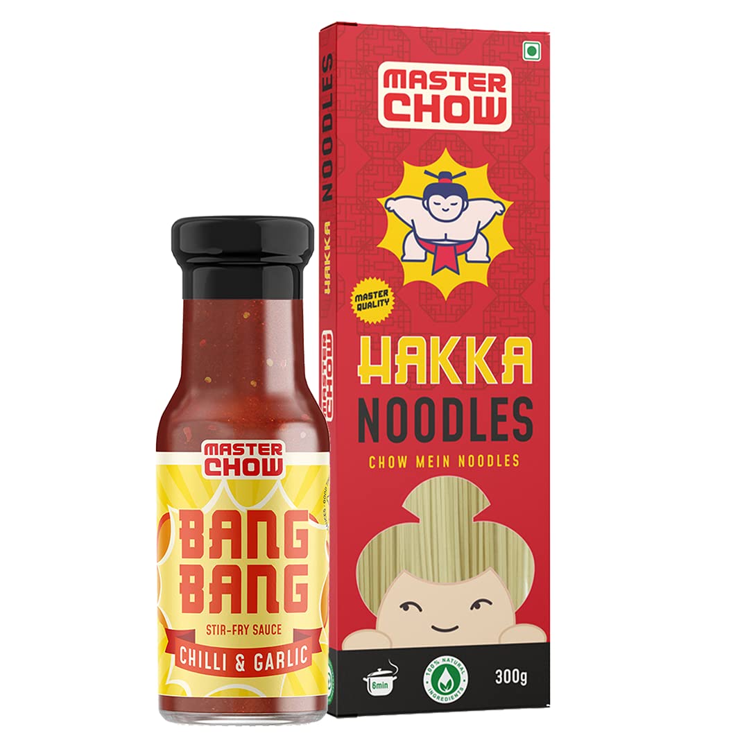 Pack of MasterChow Hakka noodles and chilli garlic cooking sauce
