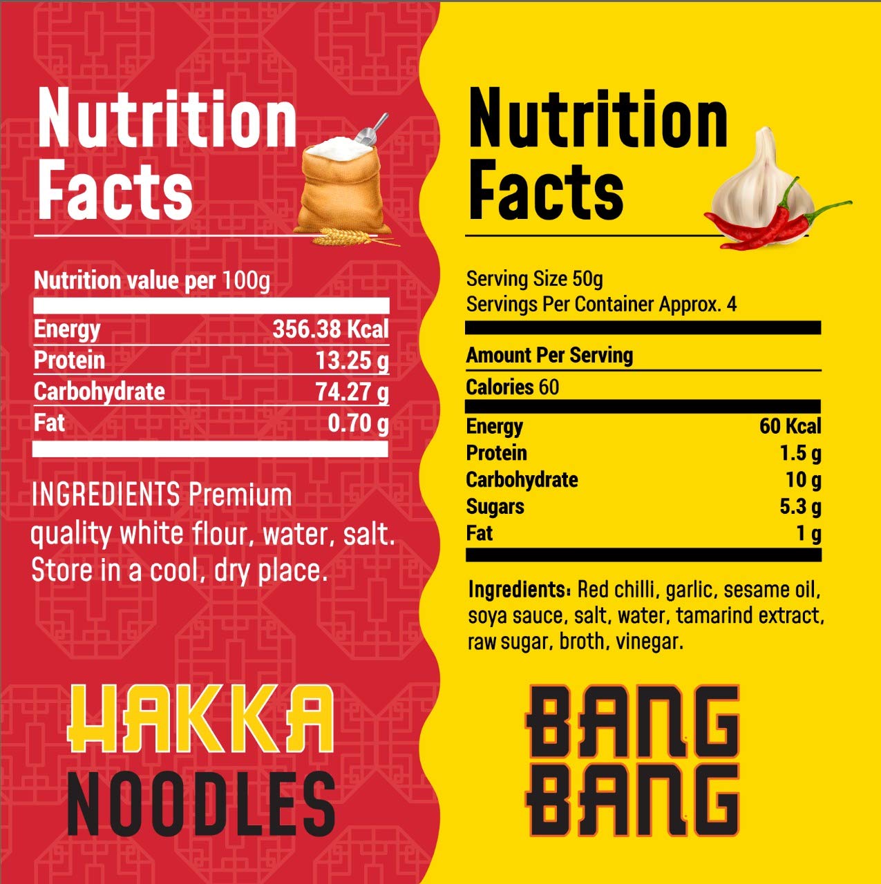MasterChow Chilli Garlic Noodle Pack - Hakka Noodles (300G) + Chilli & Garlic Bang Bang (220G) Cooking Sauce – view 3
