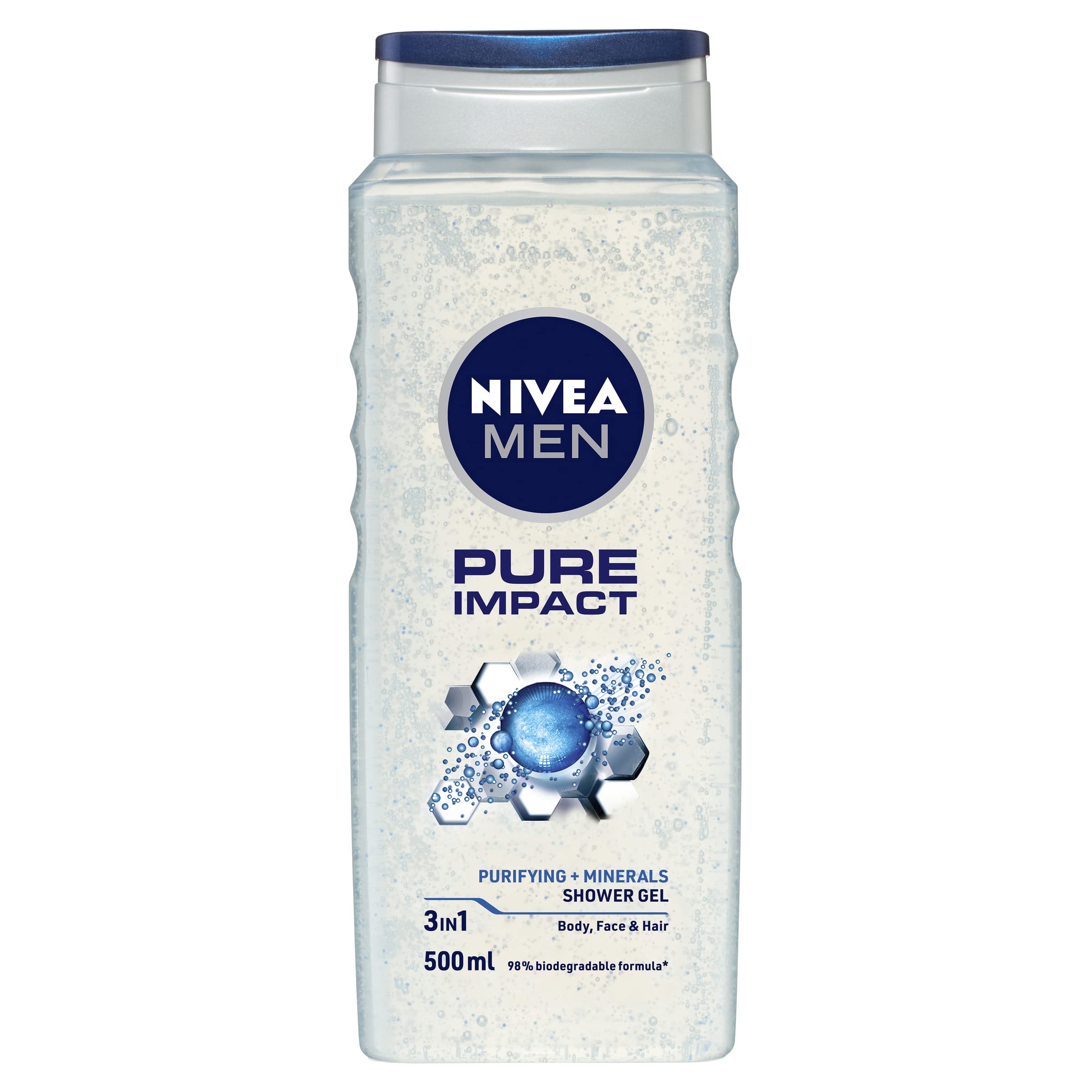 Nivea Men Pure Impact shower gel for face body hair