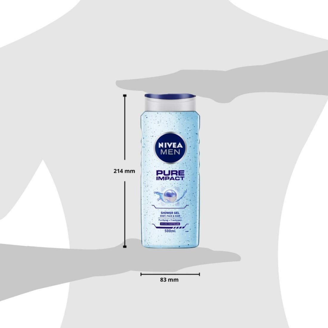 Nivea Men Body Wash, Pure Impact With Purifying Micro Particles, Shower Gel For Body, Face & Hair, 500 ml – view 2