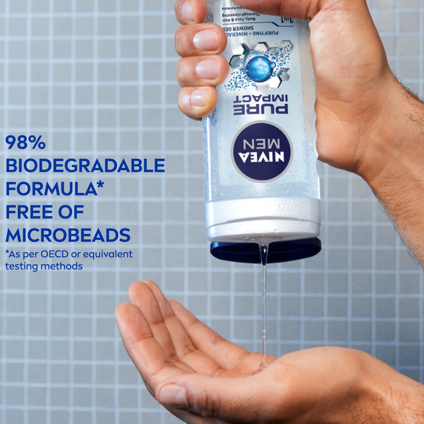 Nivea Men Body Wash, Pure Impact With Purifying Micro Particles, Shower Gel For Body, Face & Hair, 500 ml – view 5