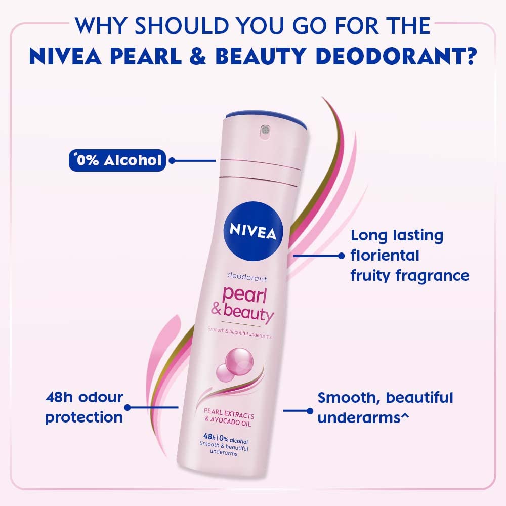 Nivea Pearl & Beauty Deodorant Spray for Unisex, 150 ml – view 3