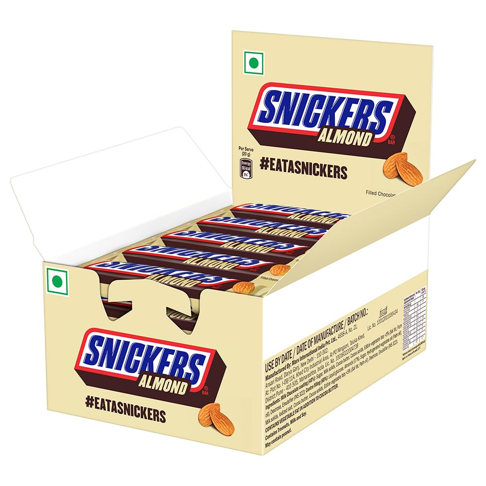 Pack of 15 Snickers almond bars with caramel nougat