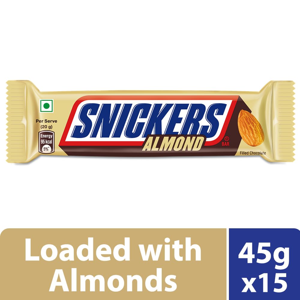 Snickers Almond Filled Chocolates - 45g Bar (Pack of 15) – view 2