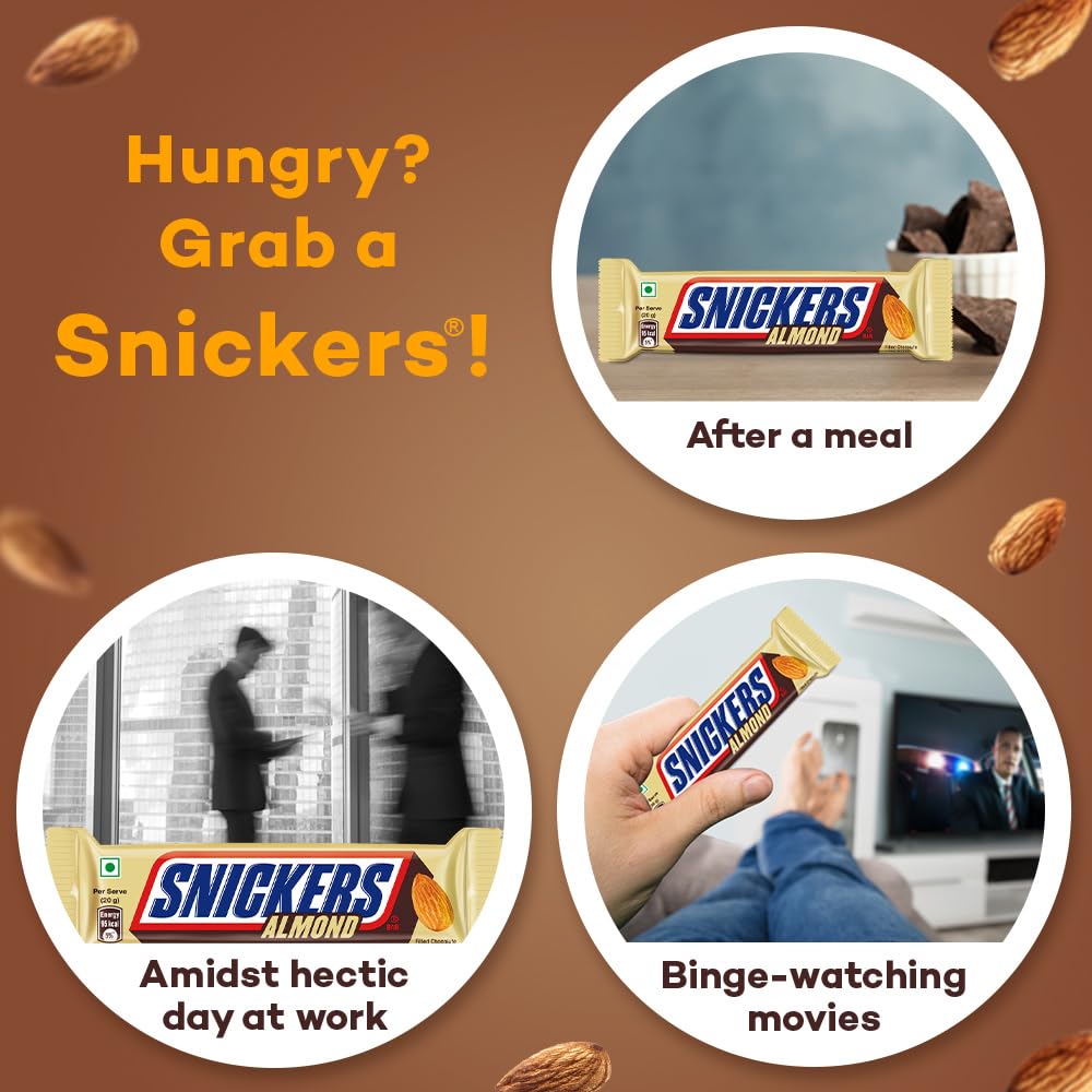 Snickers Almond Filled Chocolates - 45g Bar (Pack of 15) – view 3