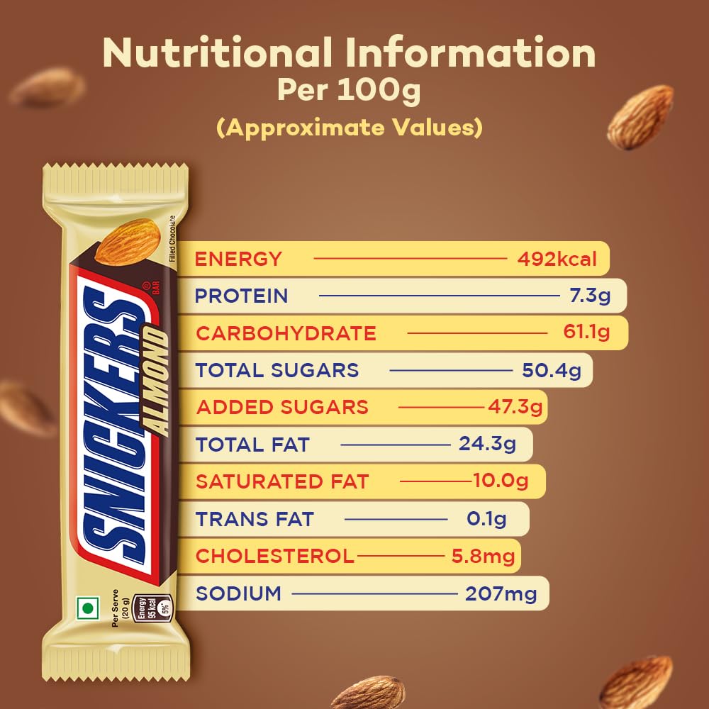 Snickers Almond Filled Chocolates - 45g Bar (Pack of 15) – view 4