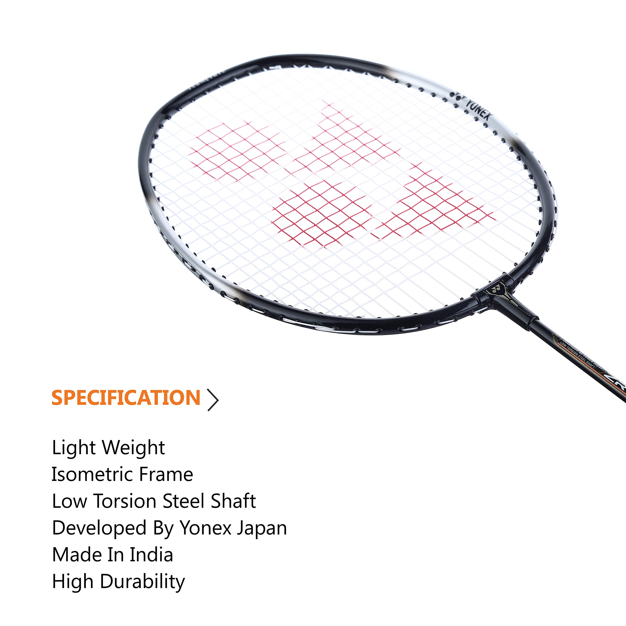 YONEX ZR 100 Light Aluminium Badminton Racquet with Full Cover (Black/Black) Set of 2 – view 5