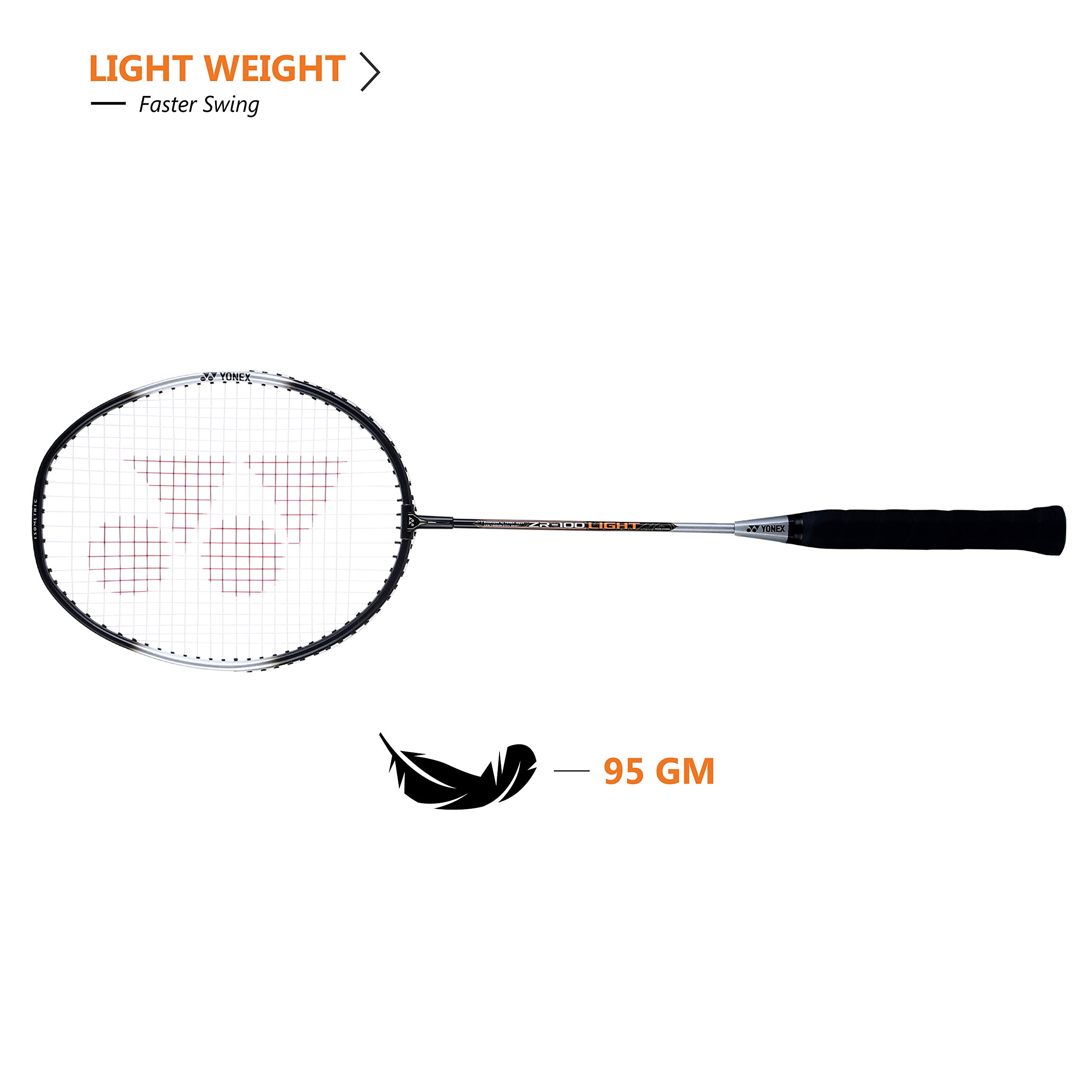 YONEX ZR 100 Light Aluminium Badminton Racquet with Full Cover (Black/Black) Set of 2 – view 6