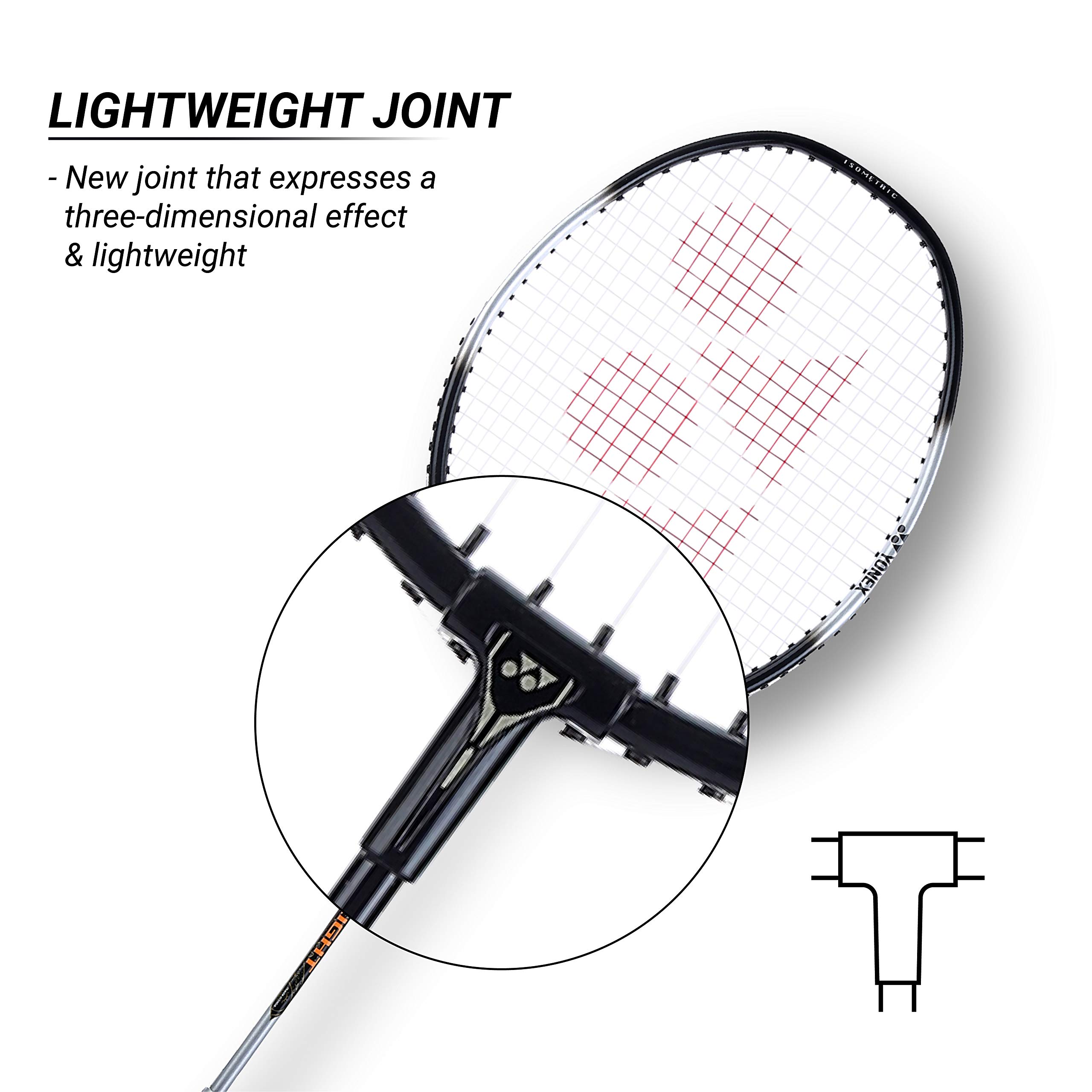 YONEX ZR 100 Light Aluminium Badminton Racquet with Full Cover (Black/Black) Set of 2 – view 7