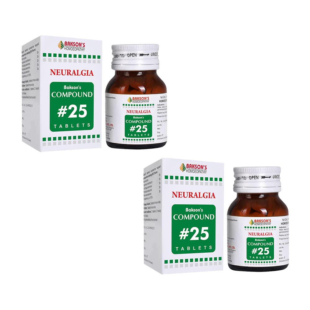 Two packs of Bakson's Compound 25 homeopathic tablets