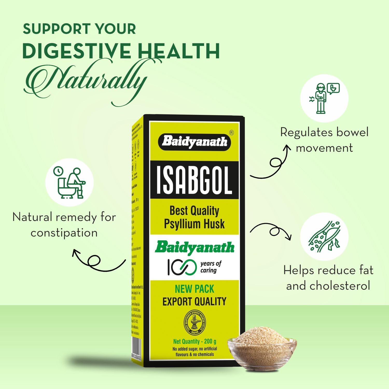 Baidyanath Asli Ayurved Isabgol - Psyllium Husk Powder - 200 Gms – view 3