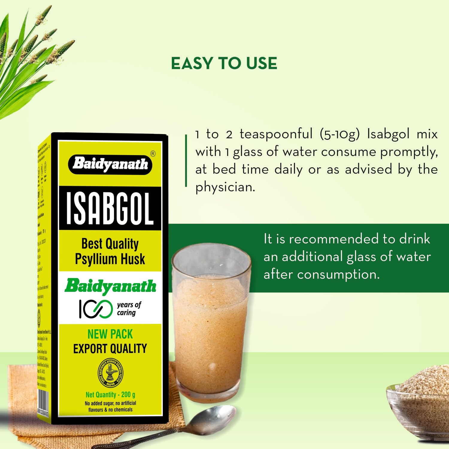 Baidyanath Asli Ayurved Isabgol - Psyllium Husk Powder - 200 Gms – view 5