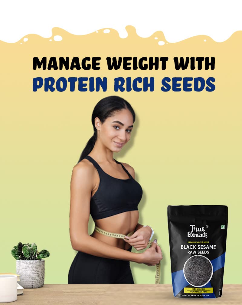 True Elements Raw Black Sesame Seeds 400gm - Black Til Seeds for Eating – view 5