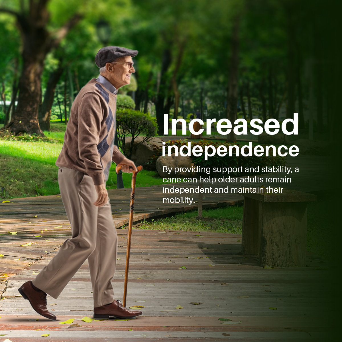 NeuOrigin Wooden Walking Stick/Wooden Cane/Length 37 inch/Walking Stick for Elders/Brown Color Wooden Cane/Handmade – view 3
