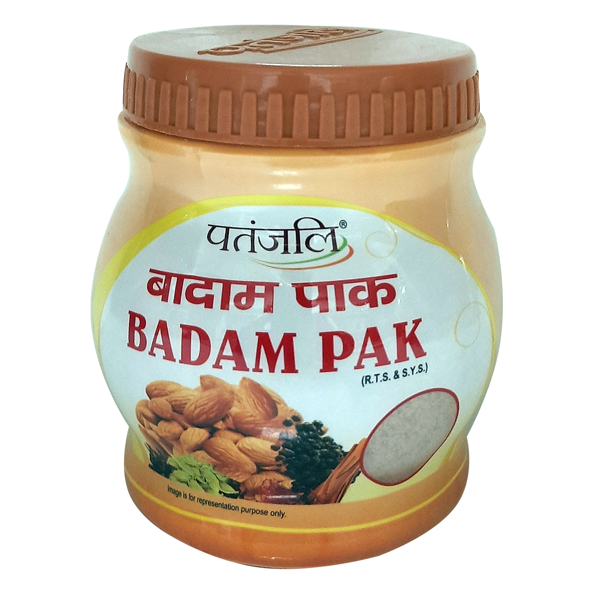 Patanjali Badam Pak 250g ayurvedic powder jar close-up