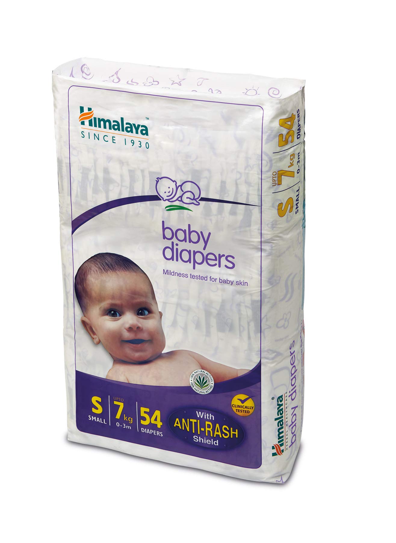 Front pack of Himalaya Baby Taped Diapers small 54 count