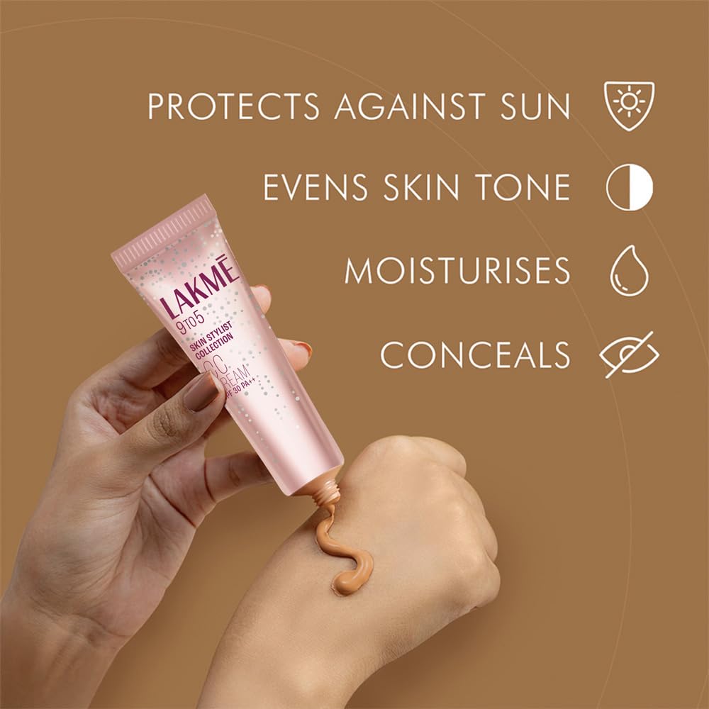 Lakme 9 To 5 Complexion Care Face CC Cream,Almond, SPF 30, Conceals Dark Spots & Blemishes, 30 g – view 5