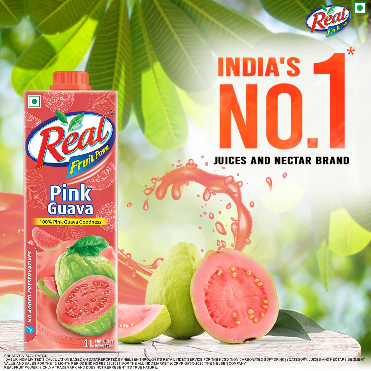 DABUR Real Pink Guava Fruit Juice 1L Rich In Vitamin C No Added Preservatives, No Artificial Colors & Flavours Goodness Of Best Fruits Tasty, Refreshing & Energising Drink – view 2