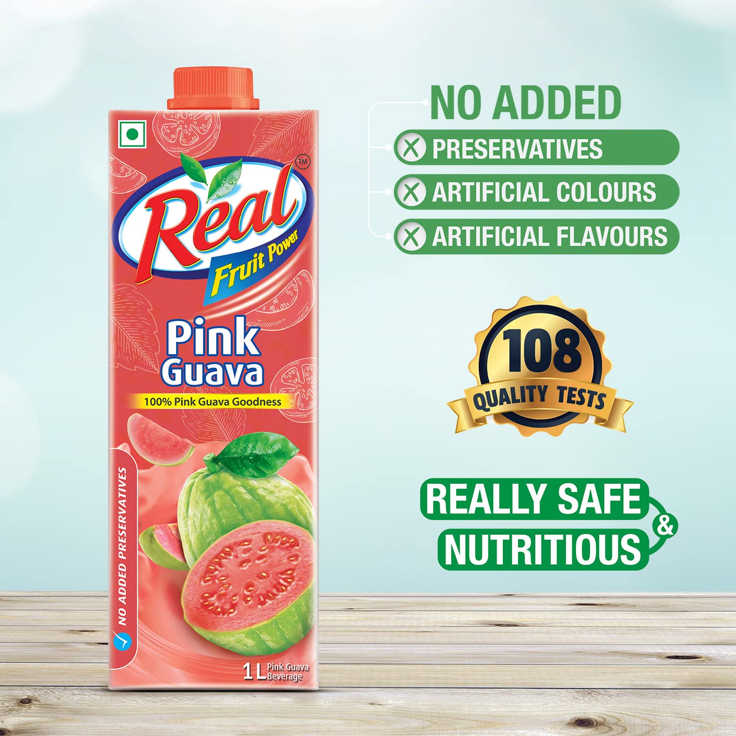 DABUR Real Pink Guava Fruit Juice 1L Rich In Vitamin C No Added Preservatives, No Artificial Colors & Flavours Goodness Of Best Fruits Tasty, Refreshing & Energising Drink – view 3