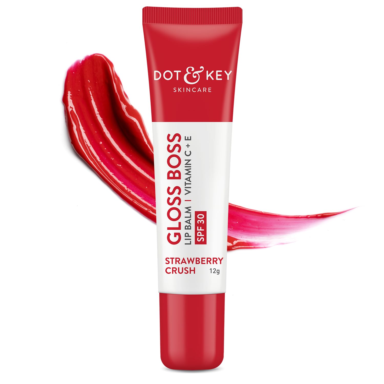 Dot & Key Strawberry Lip Balm (12gm) for Moisturization | Soft and Naturally Pink Lips |Tinted Lip Balm with SPF 30 & Vitamin C + E | Fades Lip Pigmentation| Lipbalm for Dry & Dark Lips | Lip Balm for Women