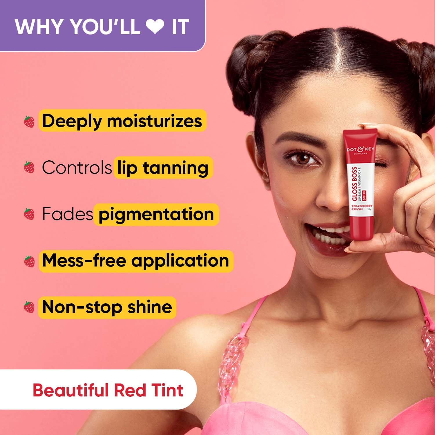 Dot & Key Strawberry Lip Balm (12gm) for Moisturization – view 3
