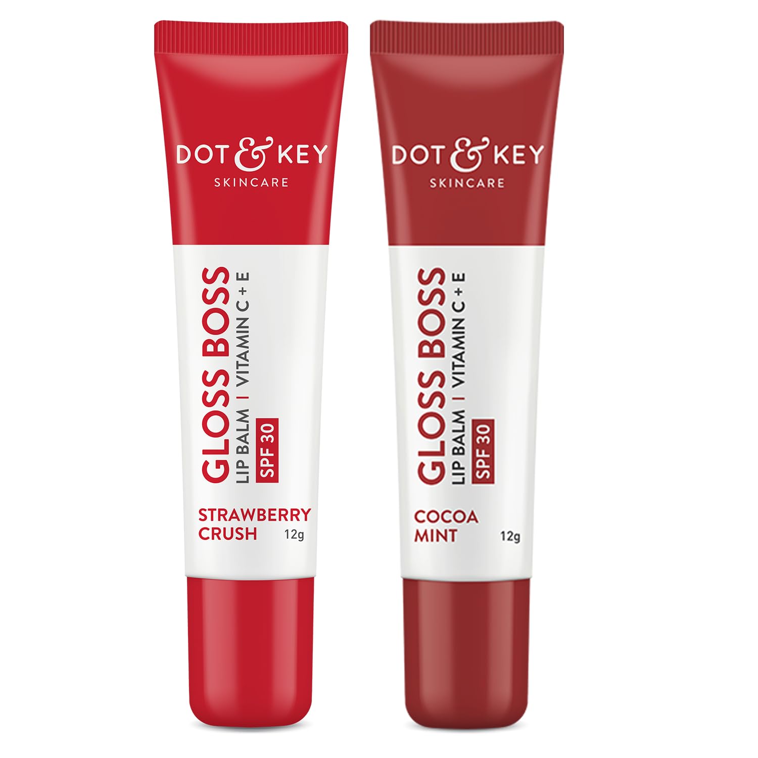 Strawberry Crush and Cocoa Mint SPF 50 lip balm duo tubes