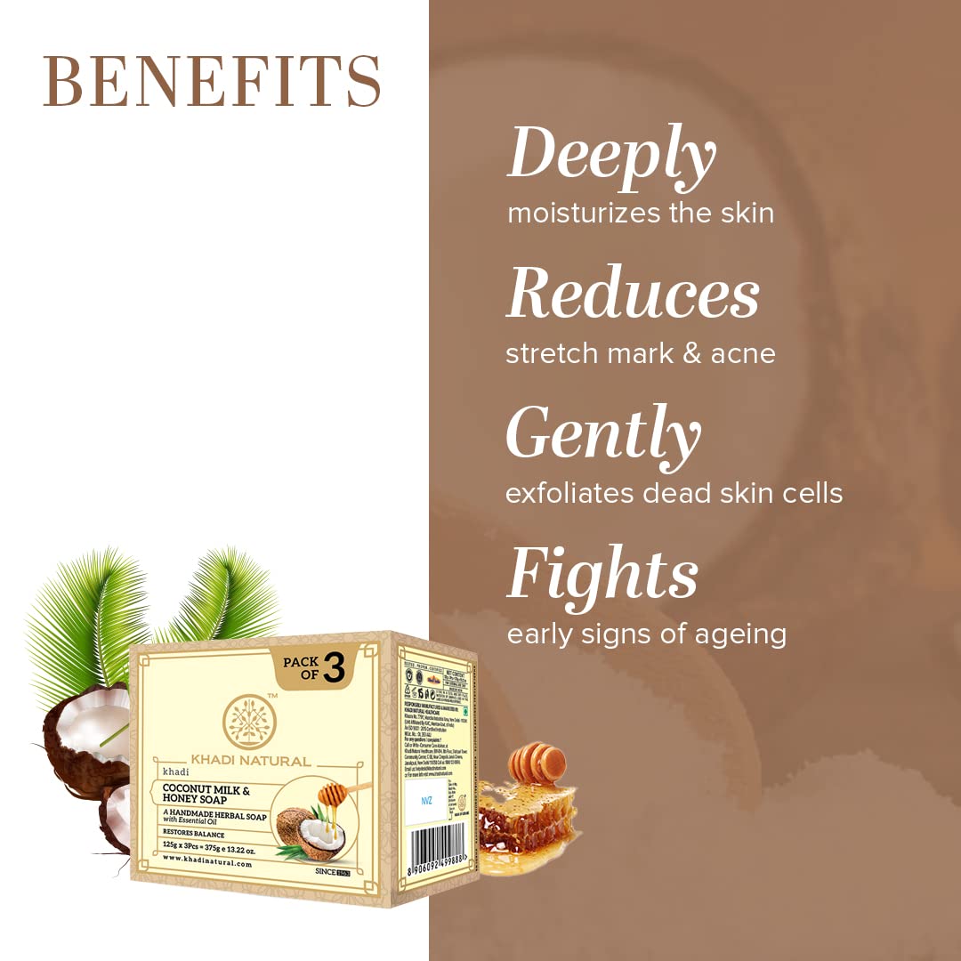 Khadi Natural Herbal Coconut Milk & Honey Soap, 125 g – view 2