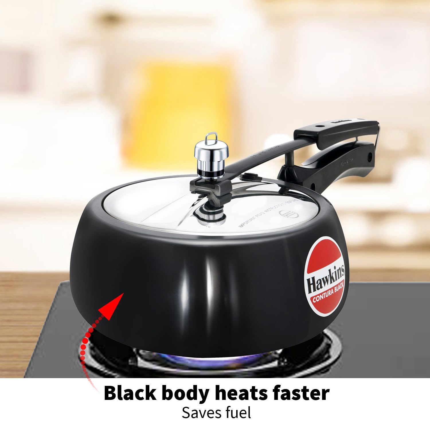 Hawkins 3.5 Litre Contura Black Pressure Cooker, Hard Anodised Inner Lid Cooker, Handi Cooker, Black (CB35) – view 4