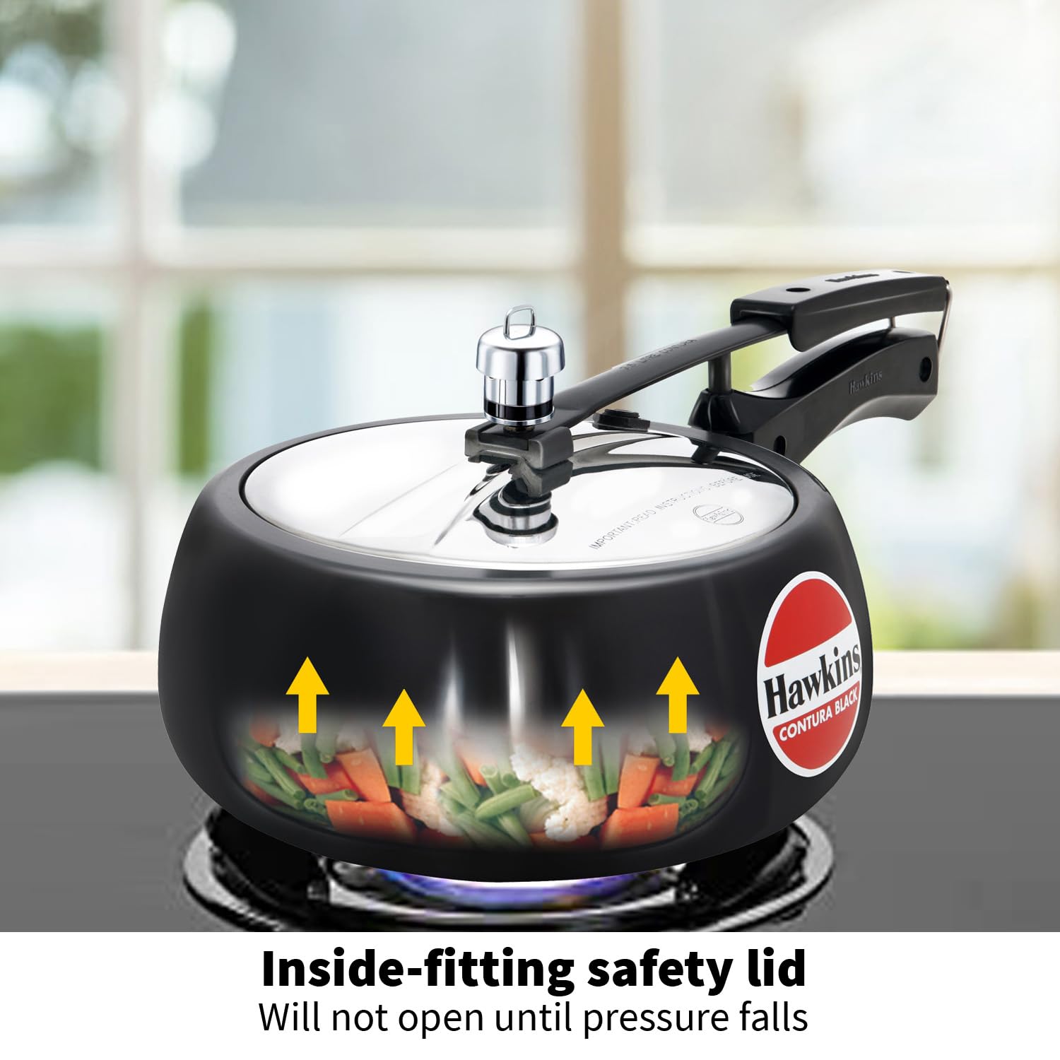 Hawkins 3.5 Litre Contura Black Pressure Cooker, Hard Anodised Inner Lid Cooker, Handi Cooker, Black (CB35) – view 5