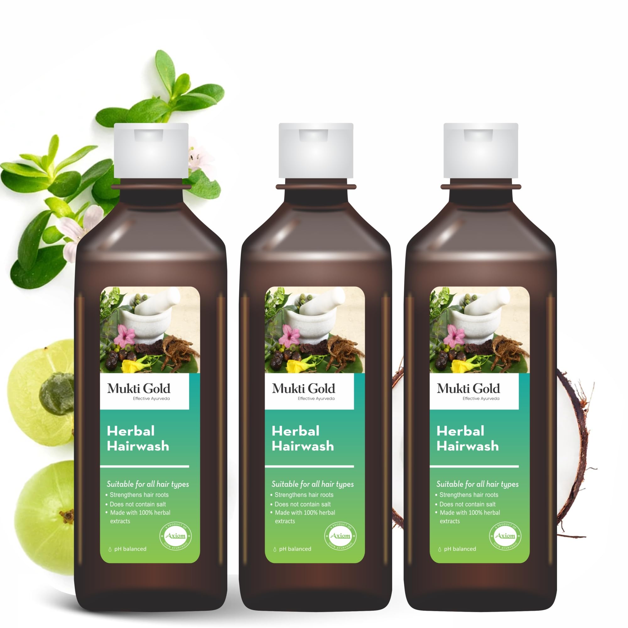 Mukti Gold Ayurvedic herbal shampoo three bottle 200 mL pack