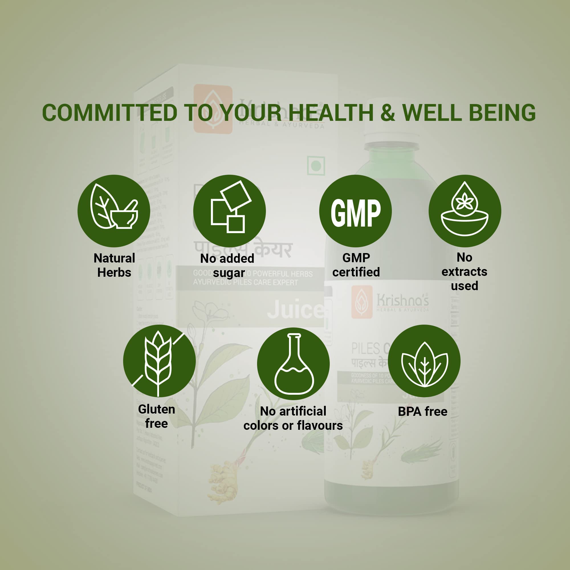 KRISHNA'S HERBAL & AYURVEDA Piles Care Juice - 1000 Ml, Ayurvedic Piles Care Expert, Goodness Of Chitrak Mool, Bachh, Kutaj, Bilav & 6 Other Herbs – view 7