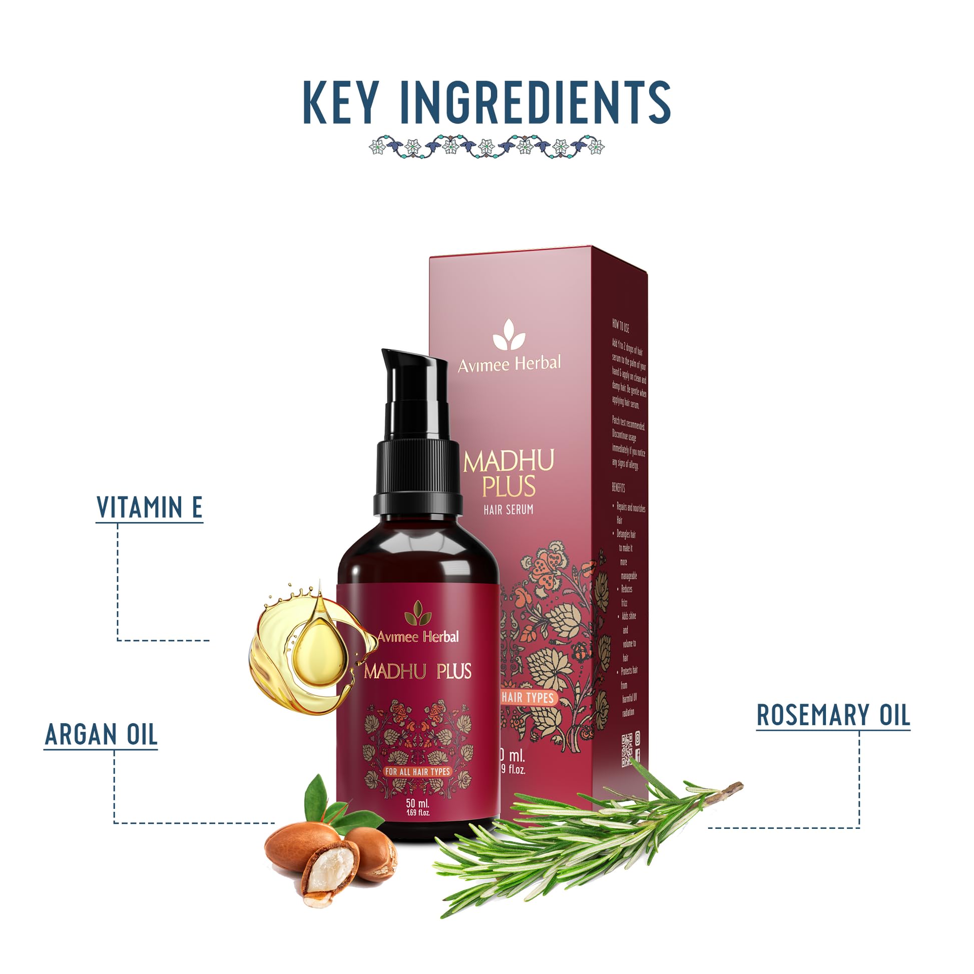AVIMEE HERBAL Madhu Plus Herbal Hair Growth Serum With Spf 15 For Frizz Free & Silky Smooth Hair With Keratin Protein & Argan Oil, 50 Ml, Pack of 1 – view 4
