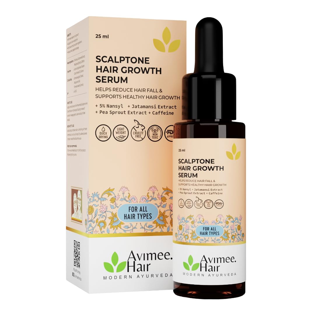 Avimee Herbal Scalptone Hair Growth Serum | Scientifically Proven Formula | Enriched with Nansyl & Green Tea Extract | For Hair Growth & Hair Fall Reduction | 25 ml