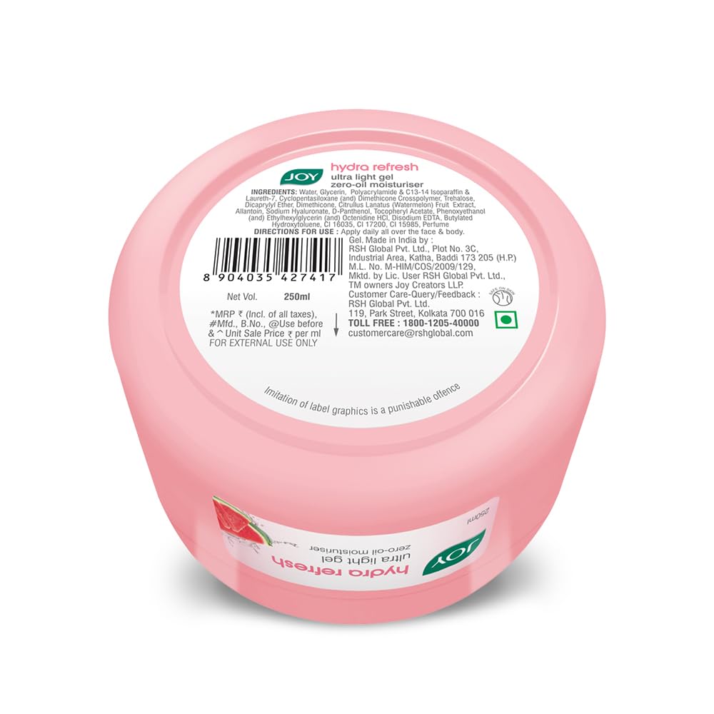 Joy Hydra Refresh Ultra-Light Oil-Free Gel Moisturizer with Watermelon & Vitamin E for Face & Body (250ml) – view 2