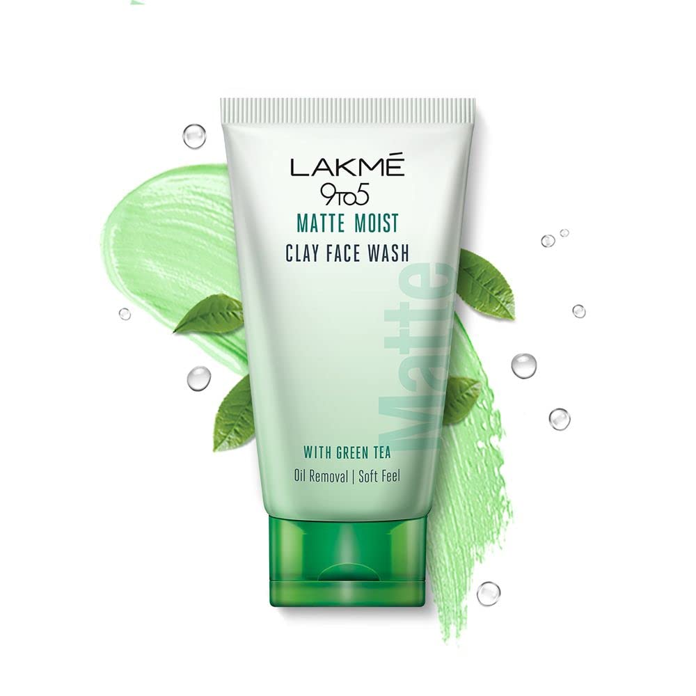 Lakme 9to5 Matte Moist Clay Facewash, Green Tea, Kaolin and Bentonite Clay, Removes Excess Oil, Cleansed, Refreshed Matte Looking Skin, 100g – view 3