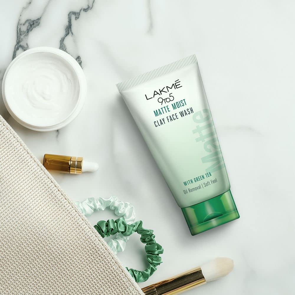 Lakme 9to5 Matte Moist Clay Facewash, Green Tea, Kaolin and Bentonite Clay, Removes Excess Oil, Cleansed, Refreshed Matte Looking Skin, 100g – view 8