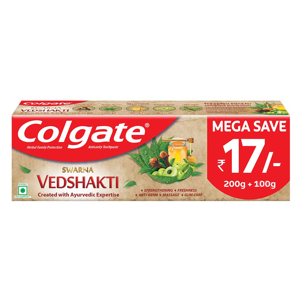 Colgate Swarna Vedshakti toothpaste 300 gm tube front pack