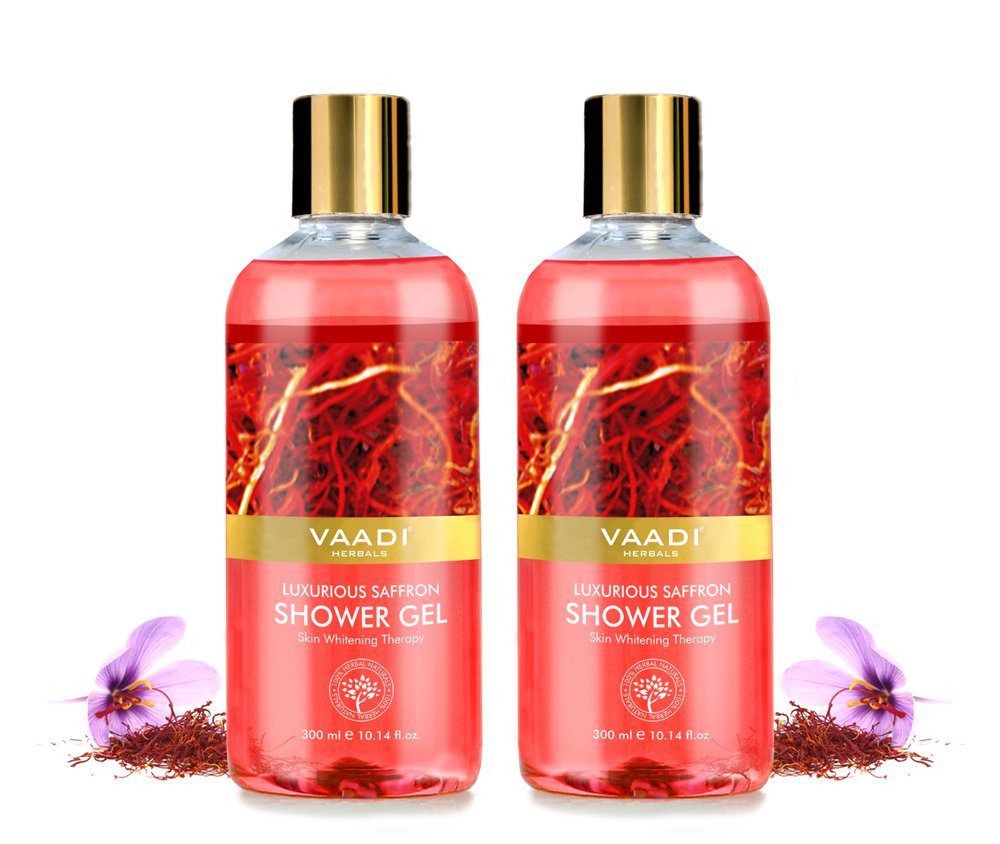 Vaadi Herbals saffron shower gel two-pack for adult body care