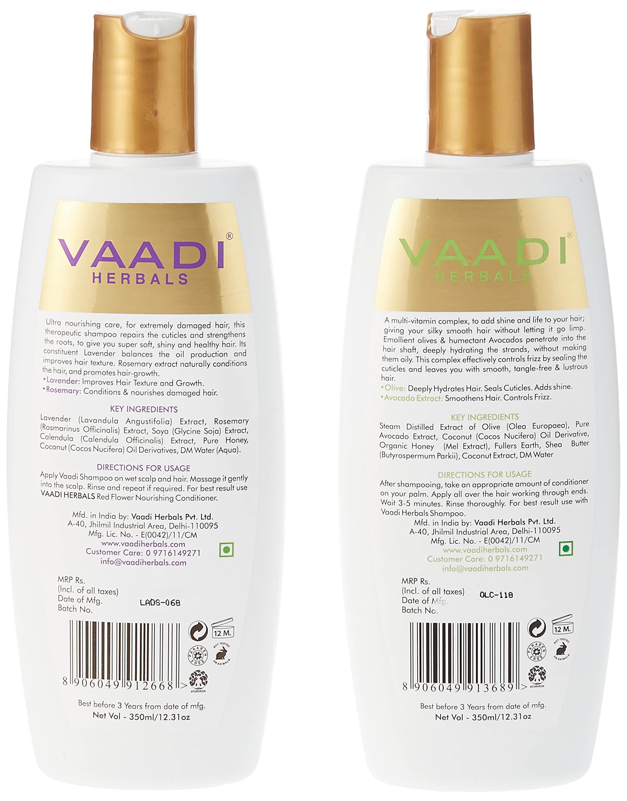 Vaadi Herbals Lavender Shampoo, 350ml with Olive Conditioner, 350ml – view 2