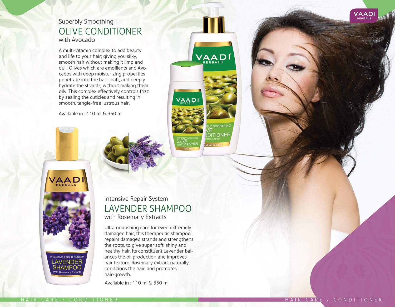 Vaadi Herbals Lavender Shampoo, 350ml with Olive Conditioner, 350ml – view 3