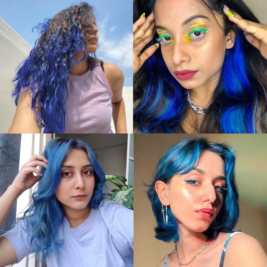 Paradyes Semi-permanent Rudolphi Blue DIY Conditioner Based Hair Colour 120 gm and Lighten Up! Bleach Pack 30 Vol. for all Hair Types – view 2